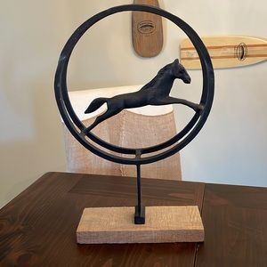 Rod iron and wood horse statue